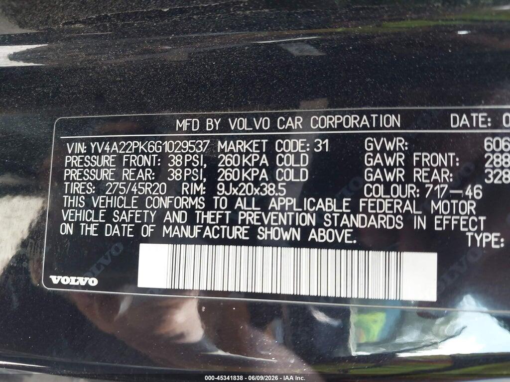 YV4A22PK6G1029537 2016 VOLVO XC90 photo no. 9