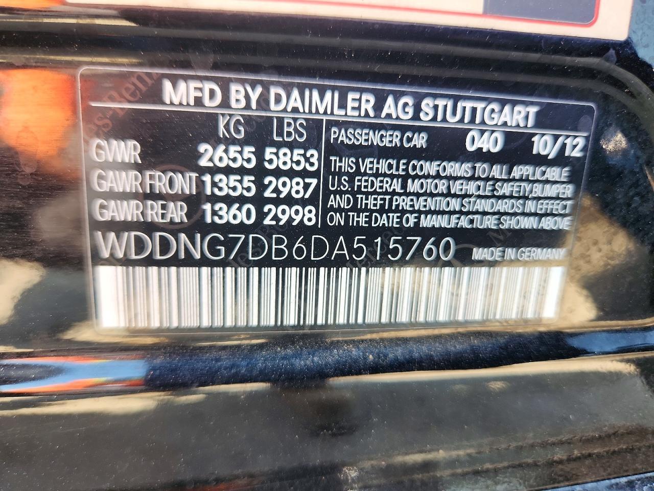 WDDNG7DB6DA515760 2013 MERCEDES-BENZ S photo no. 12