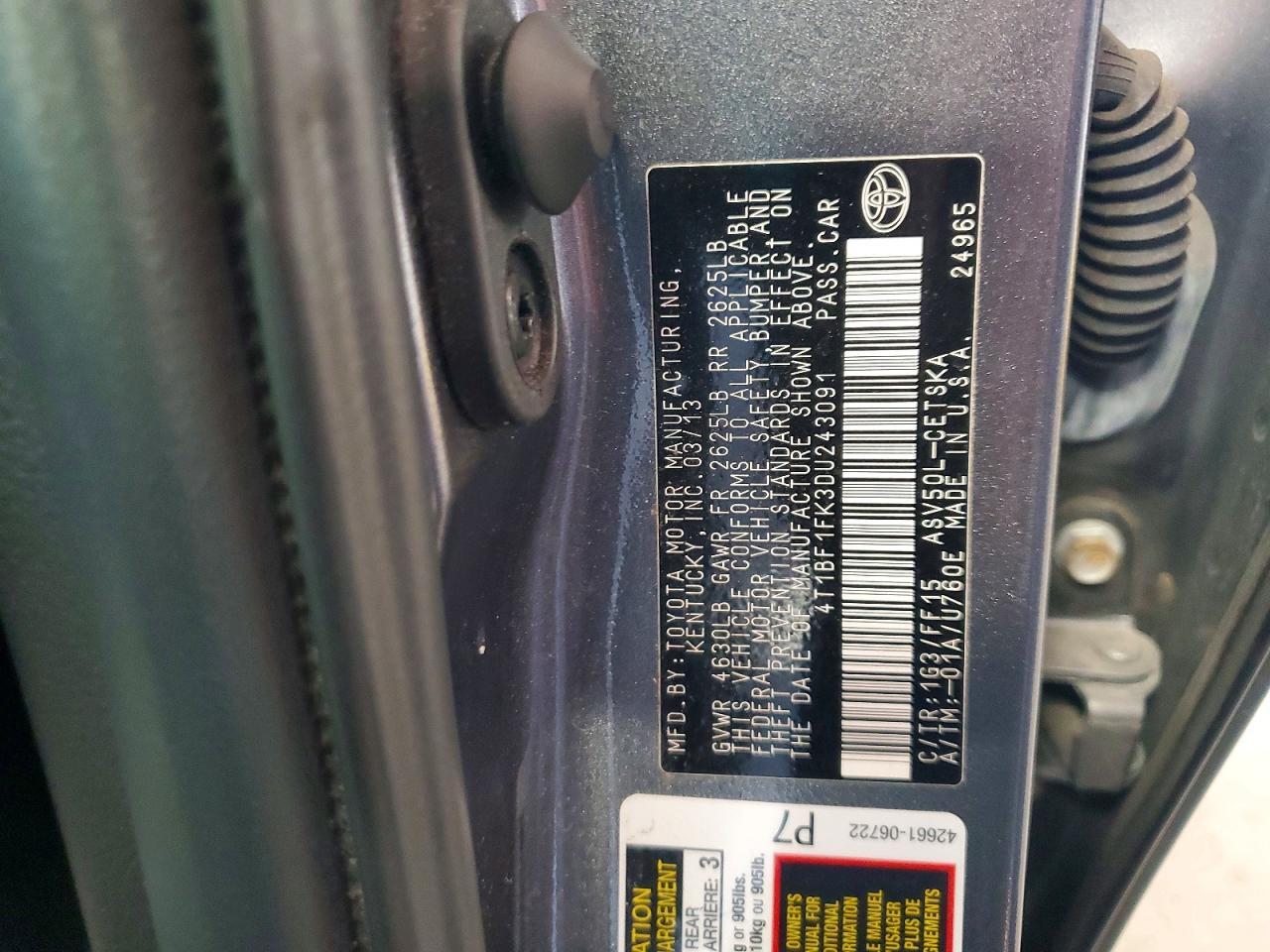 2013 TOYOTA CAMRY SE — Фото 12 из 12