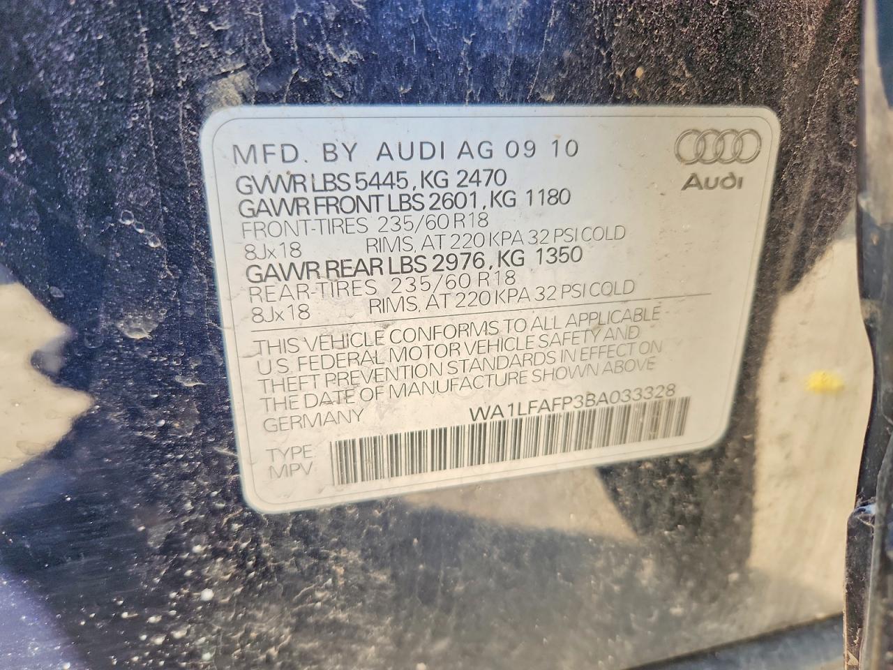 2011 AUDI Q5 PREMIUM PLUS — Фото 13 из 13