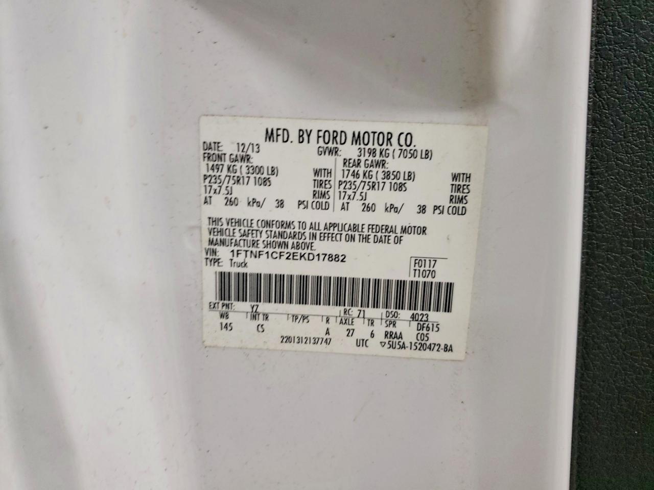 1FTNF1CF2EKD17882 2014 FORD F150 photo no. 12