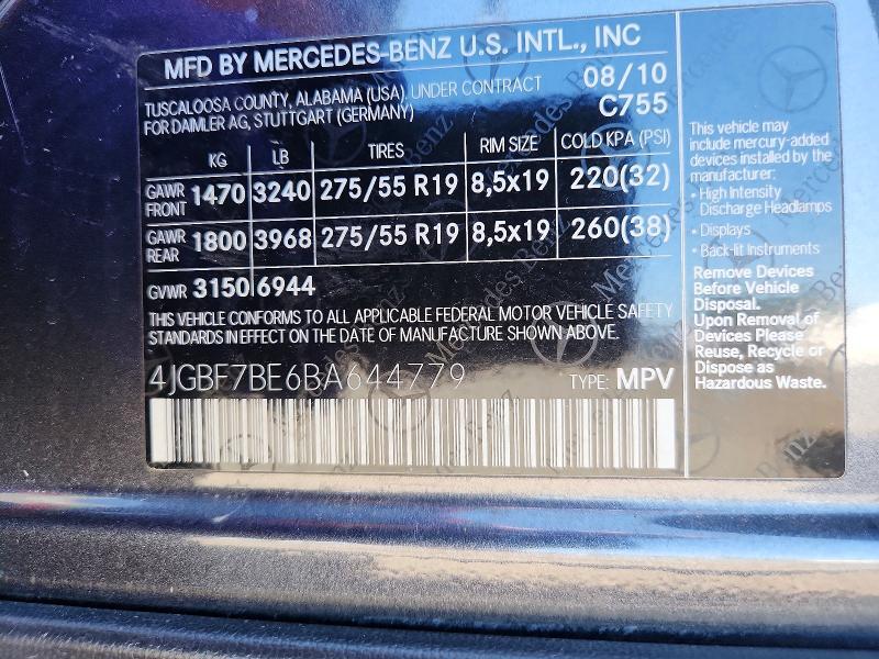 2011 MERCEDES-BENZ GL 450 4MATIC — Фото 13 из 13