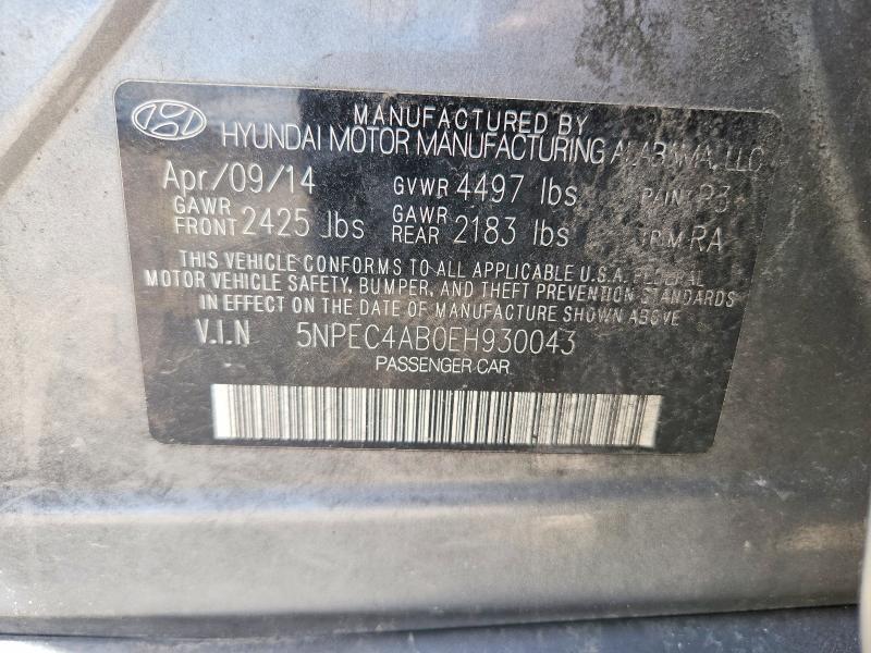 5NPEC4AB0EH930043 2014 HYUNDAI SONATA photo no. 12