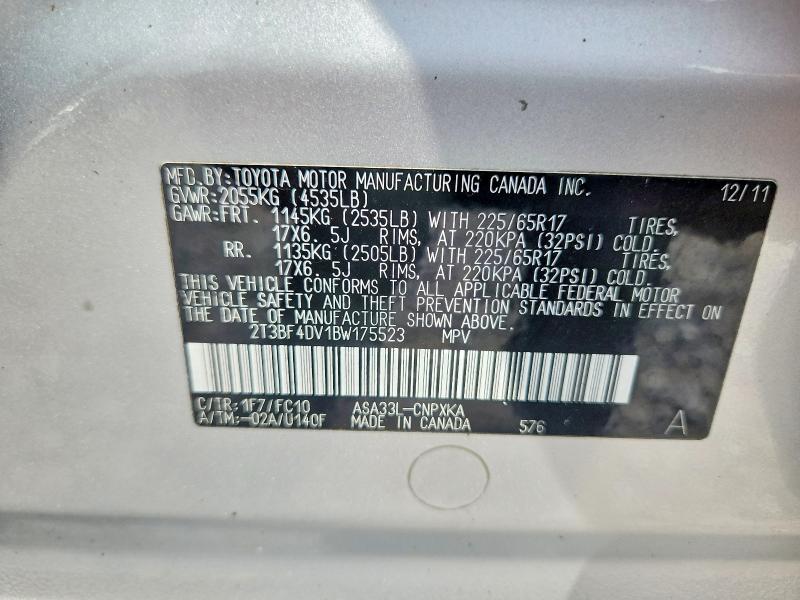 2T3BF4DV1BW175523 2011 TOYOTA RAV4 photo no. 12
