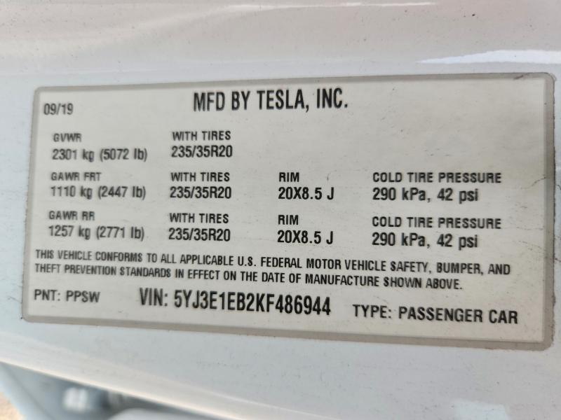 2019 TESLA MODEL 3 — Фото 12 из 12