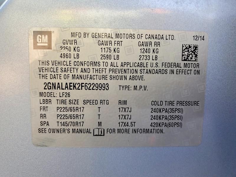 2015 CHEVROLET EQUINOX LS — Фото 13 из 13