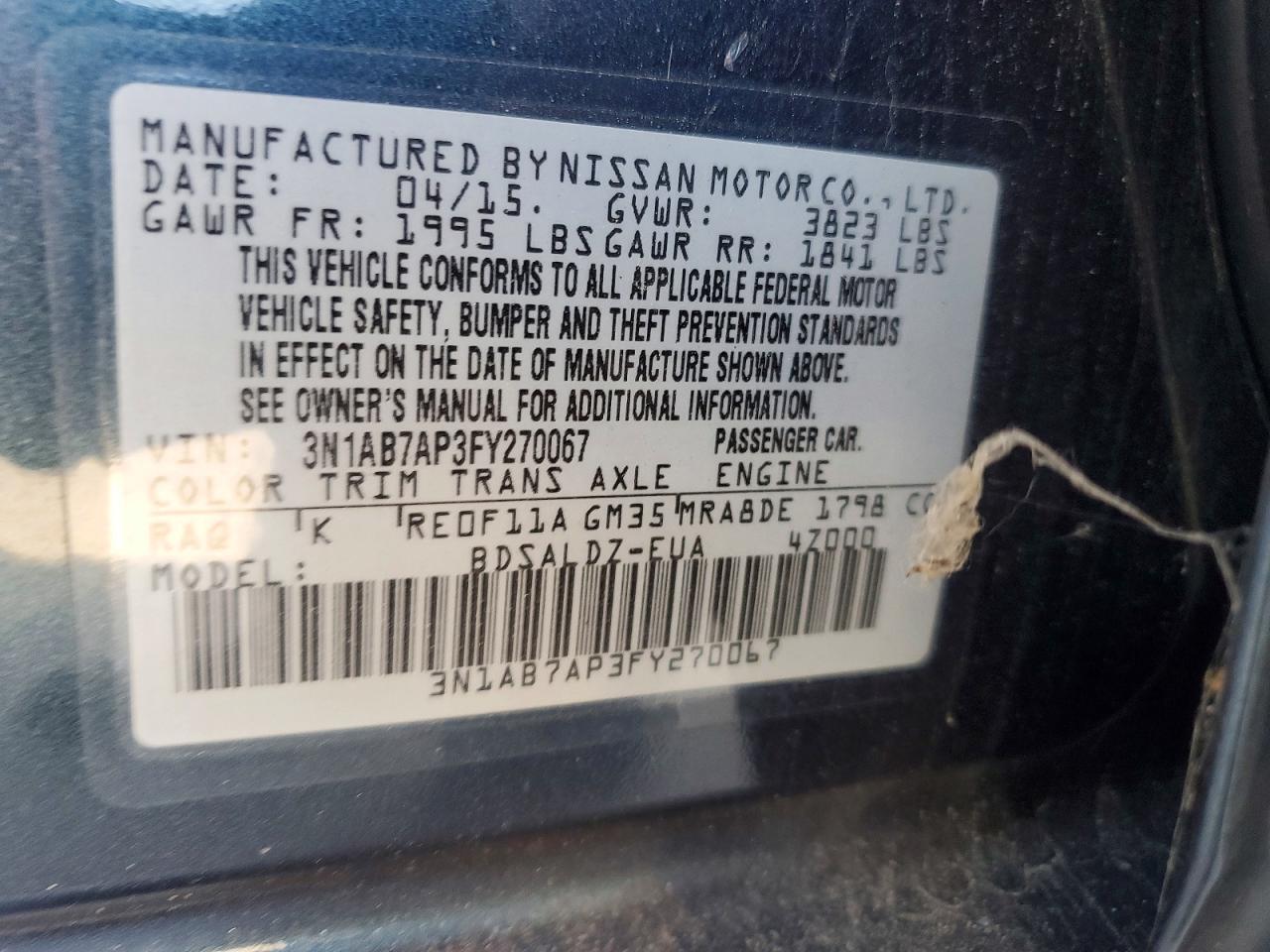 2015 NISSAN SENTRA SV — Фото 12 из 12