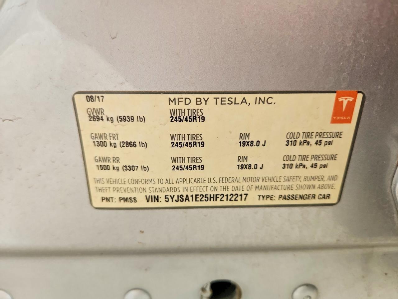 2017 TESLA MODEL S — Фото 12 из 12