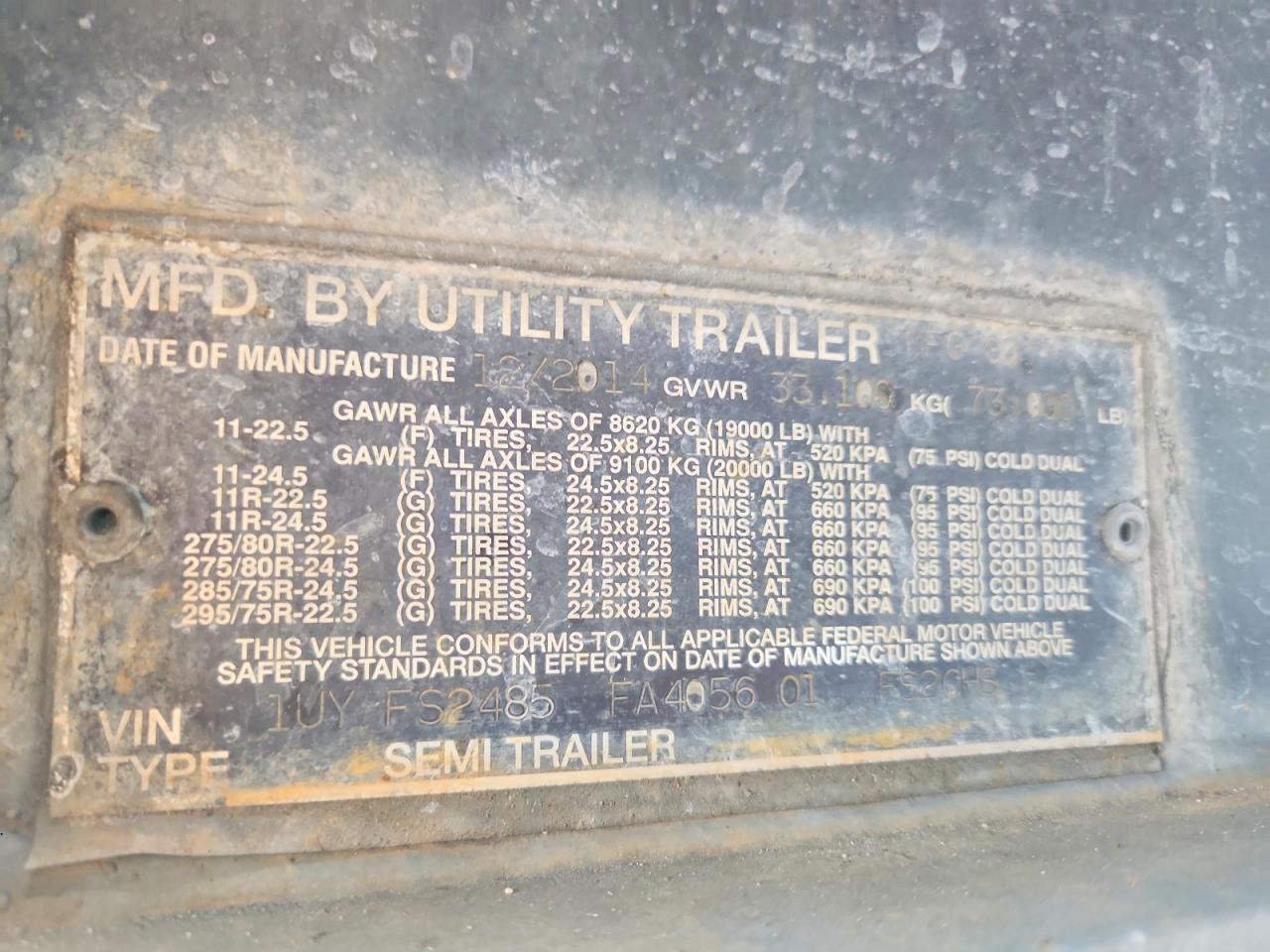 2015 UTILITY FS2CHS FLATBED TRAILER — Фото 8 из 9