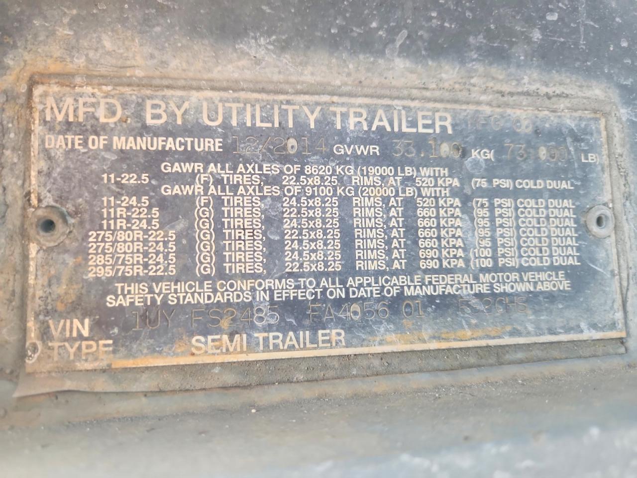 2015 UTILITY FS2CHS FLATBED TRAILER — Фото 9 из 9