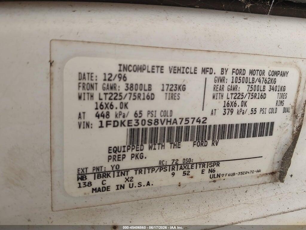1FDKE30S8VHA75742 1997 FORD ECONOLINE photo no. 9