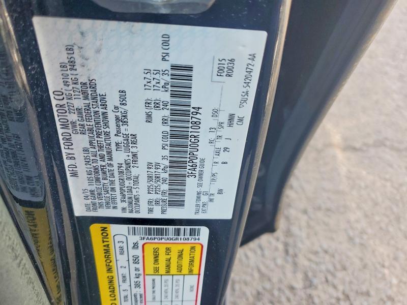 2016 FORD FUSION SE PHEV — Фото 12 из 12