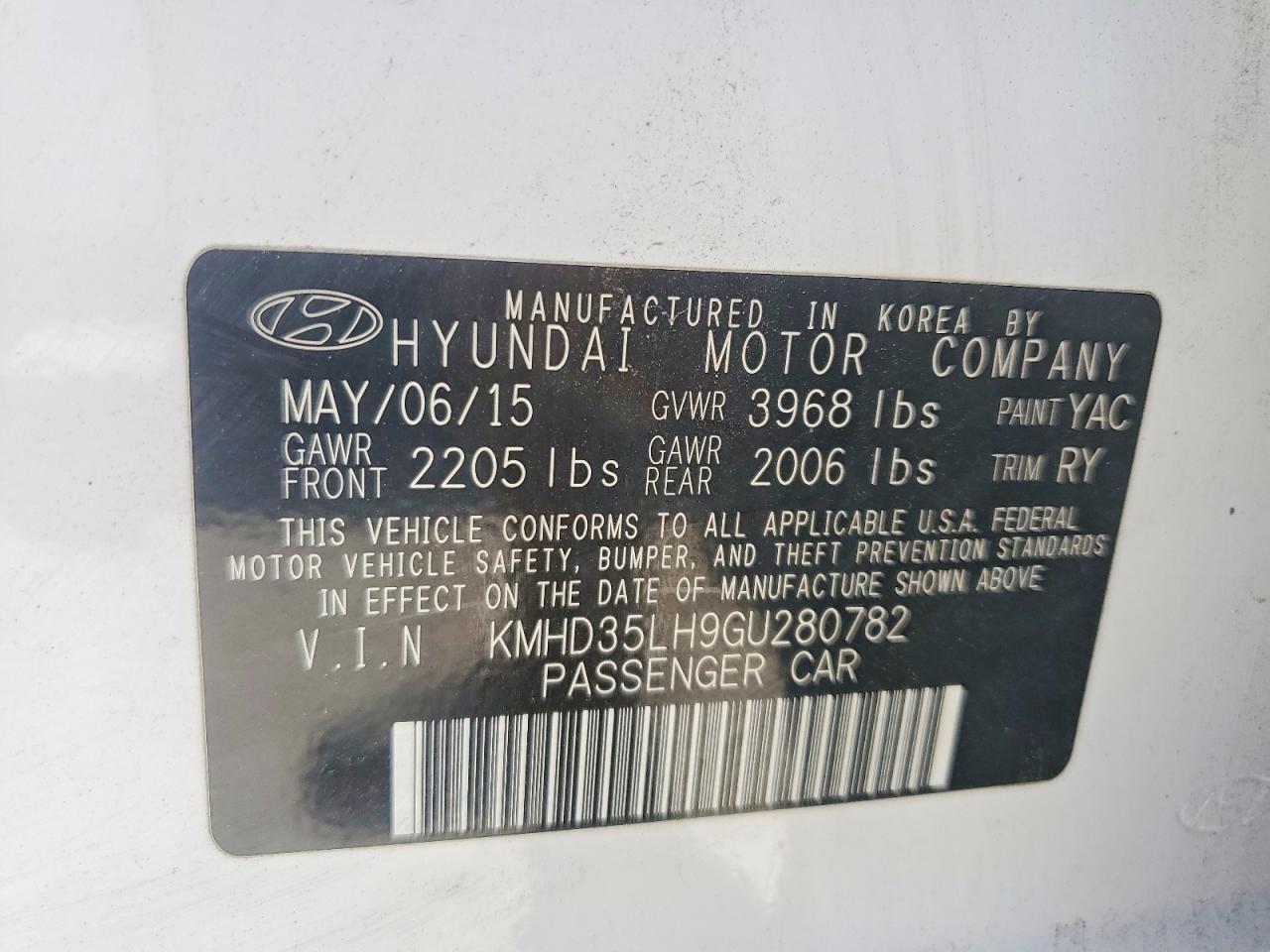 2016 HYUNDAI ELANTRA GT BASE — Фото 12 из 12