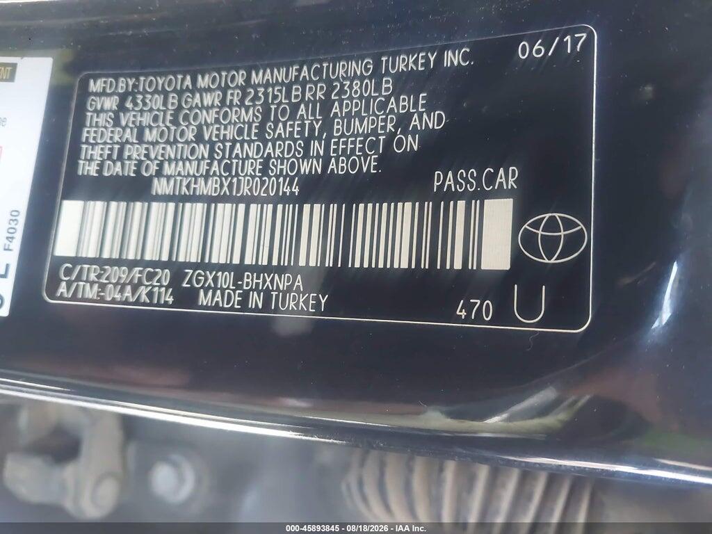 NMTKHMBX1JR020144 2018 TOYOTA C-HR photo no. 9