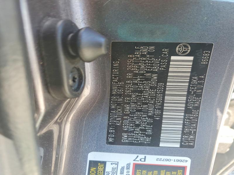 2016 TOYOTA CAMRY SE — Фото 12 из 12