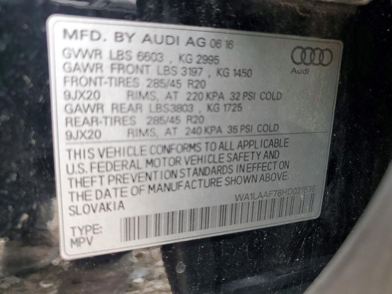 2017 AUDI Q7 PREMIUM PLUS — Фото 13 из 15