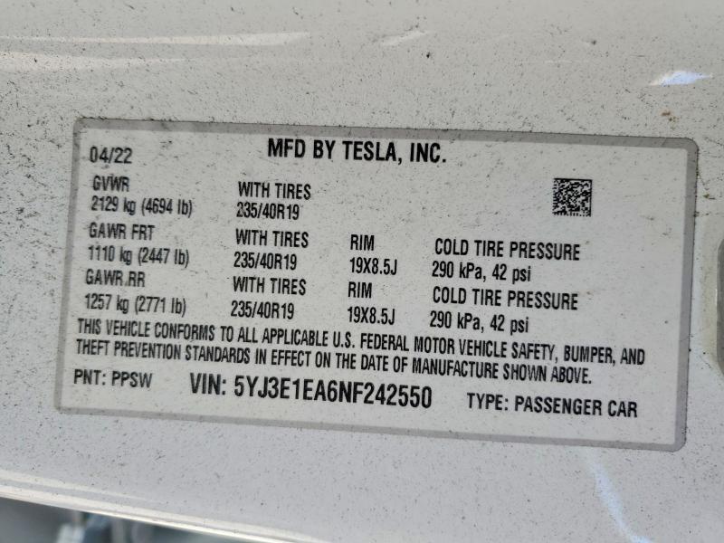 2022 TESLA MODEL 3 — Фото 12 из 12
