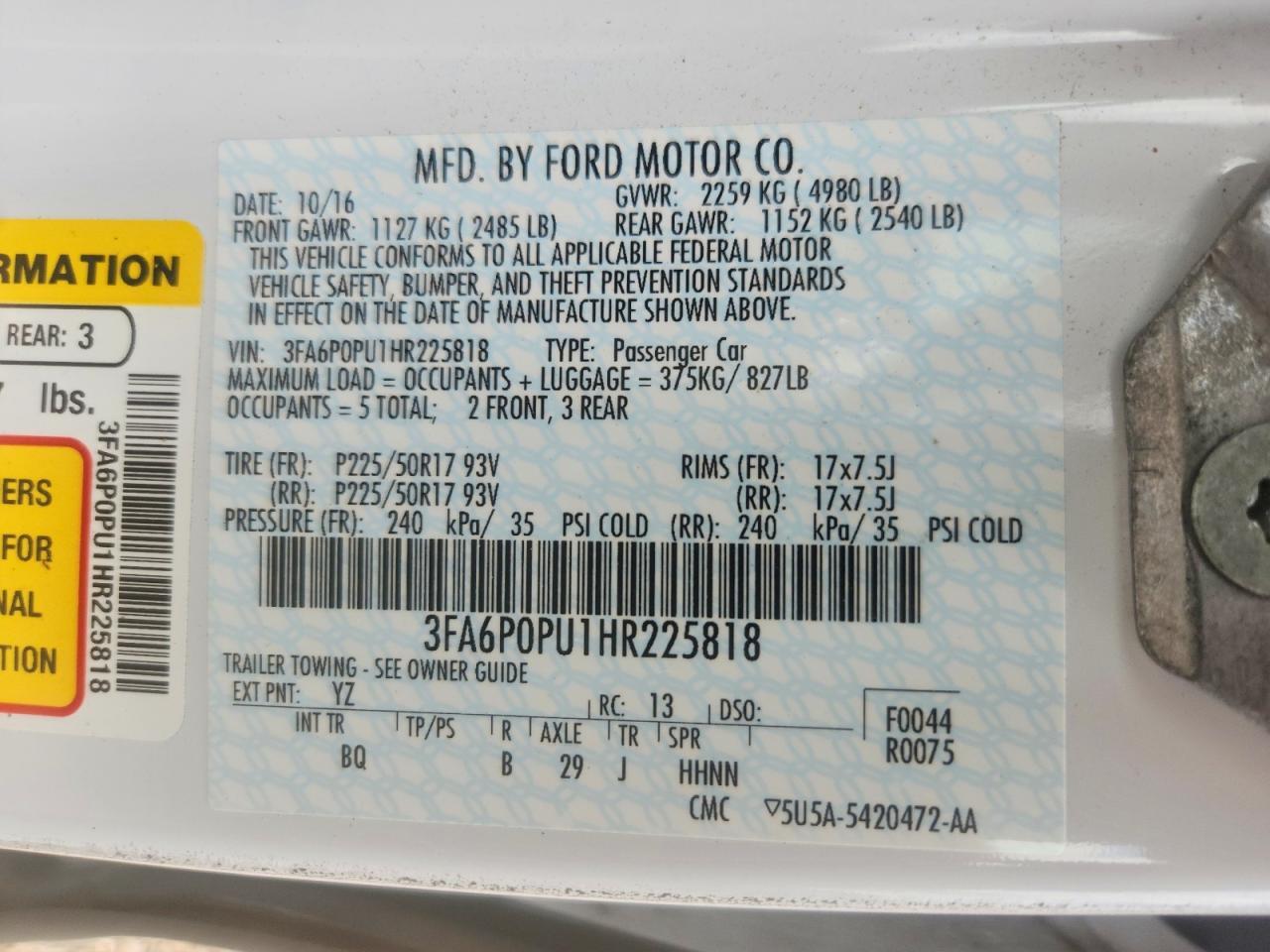 2017 FORD FUSION SE PHEV — Фото 13 из 13