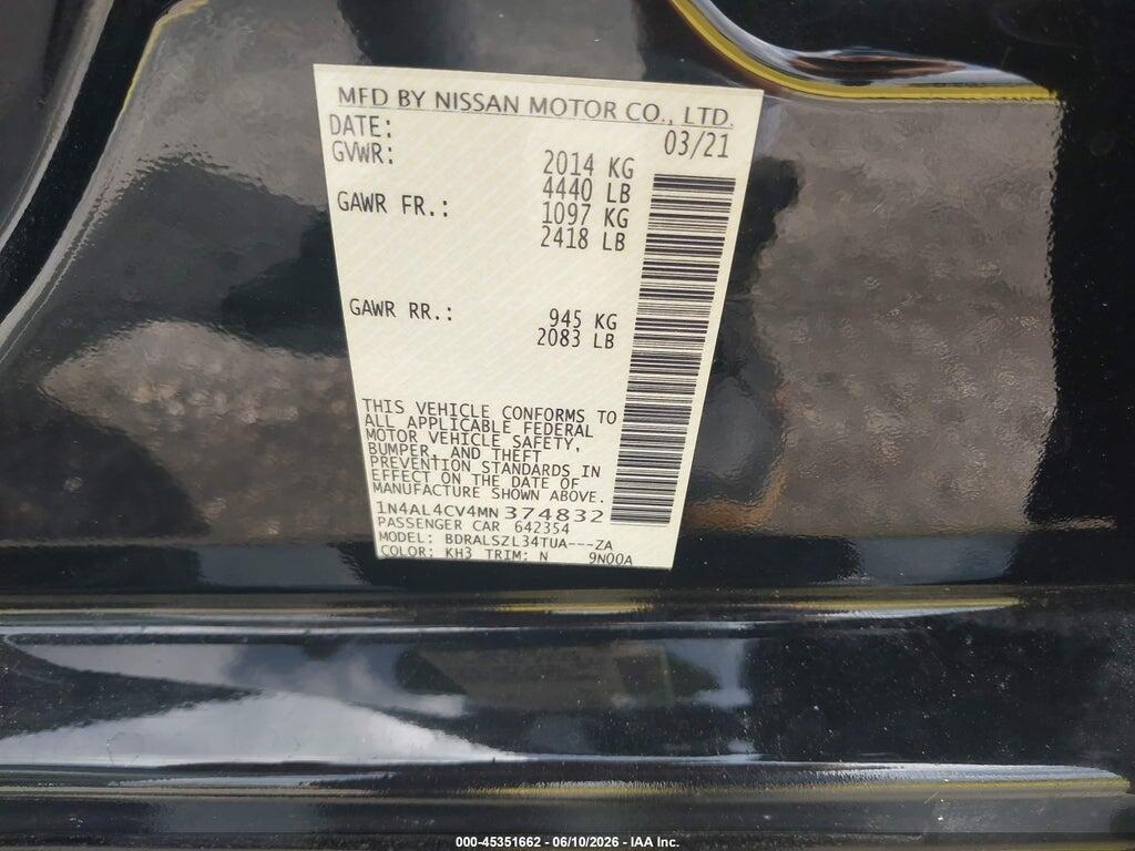 1N4AL4CV4MN374832 2021 NISSAN ALTIMA photo no. 9