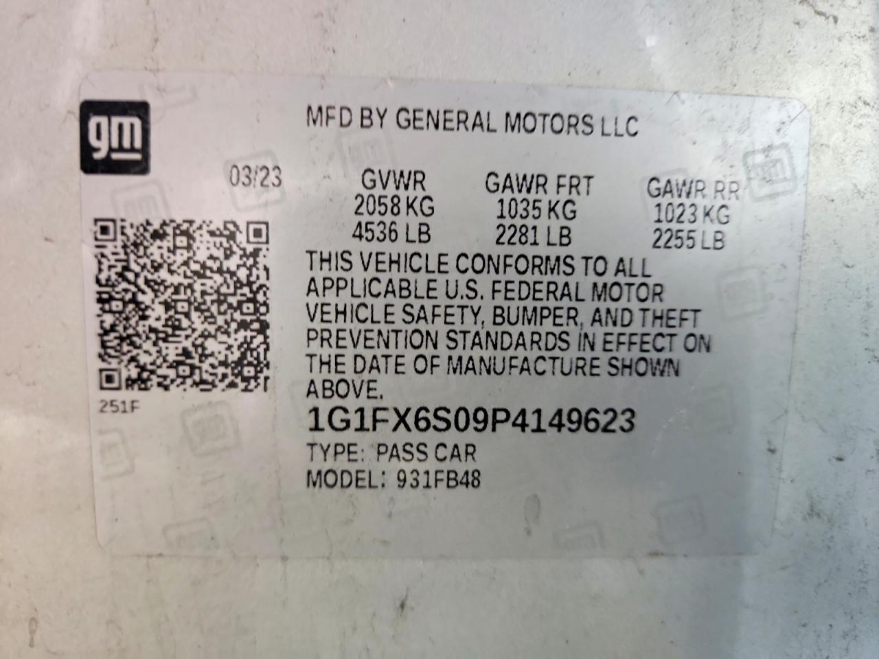 2023 CHEVROLET BOLT EV 2LT — Фото 13 из 13