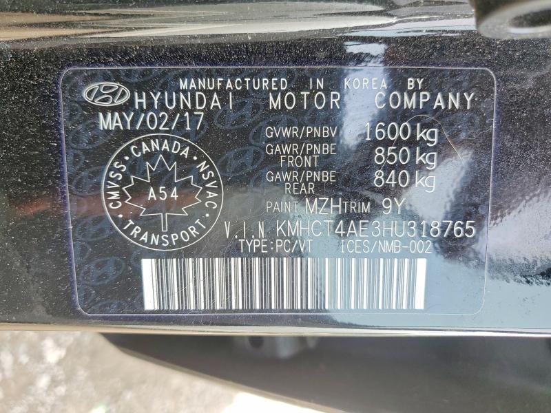 KMHCT4AE3HU318765 2017 HYUNDAI ACCENT photo no. 12