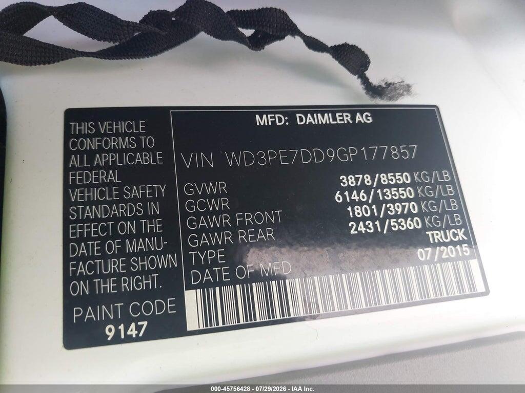 WD3PE7DD9GP177857 2016 MERCEDES-BENZ SPRINTER 2500 photo no. 9