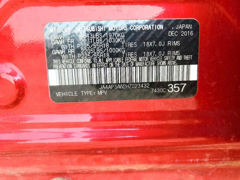 JA4AP3AW2HZ023432 2017 MITSUBISHI OUTLANDER SPORT photo no. 12