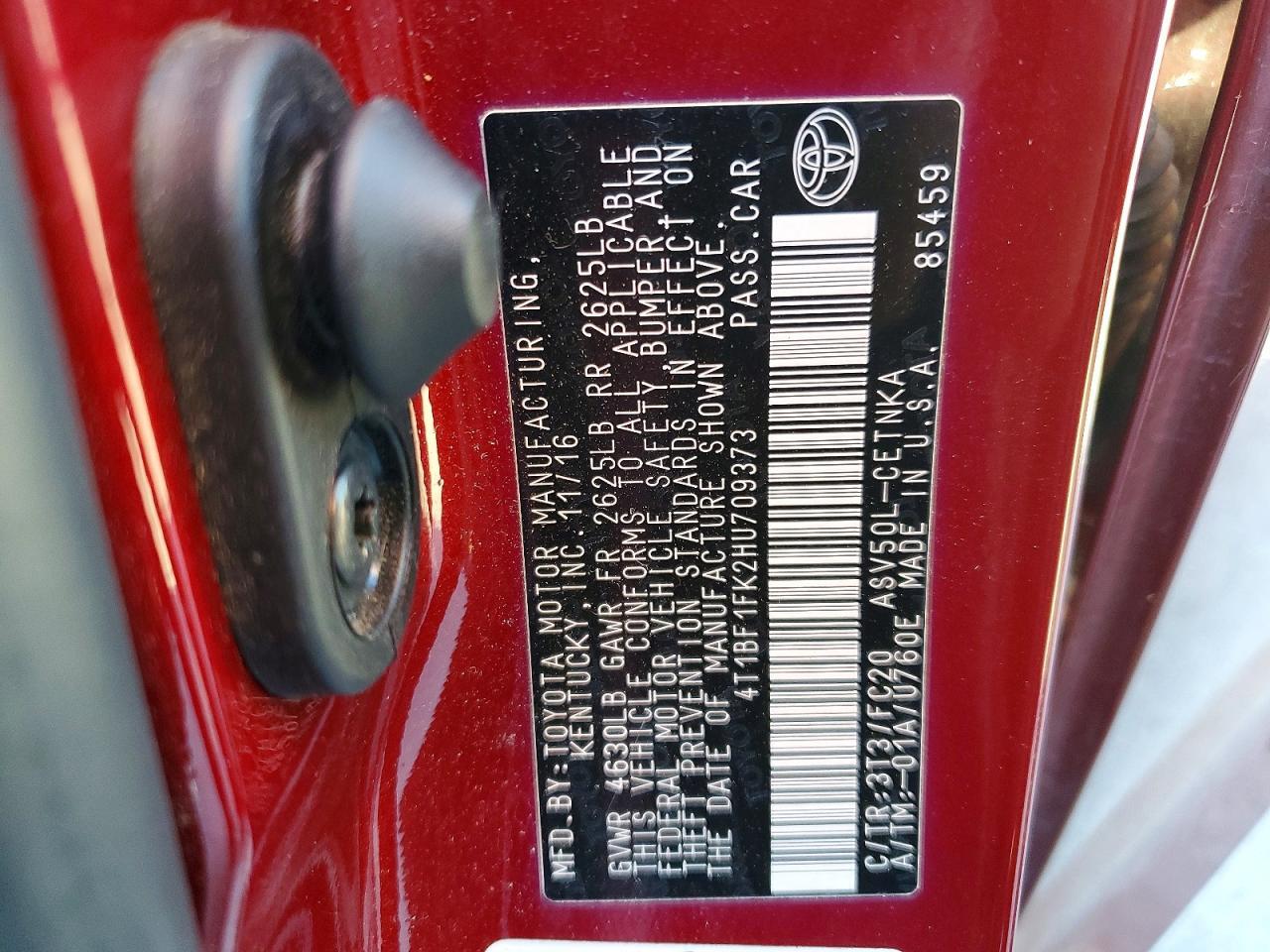2017 TOYOTA CAMRY LE — Фото 12 из 12