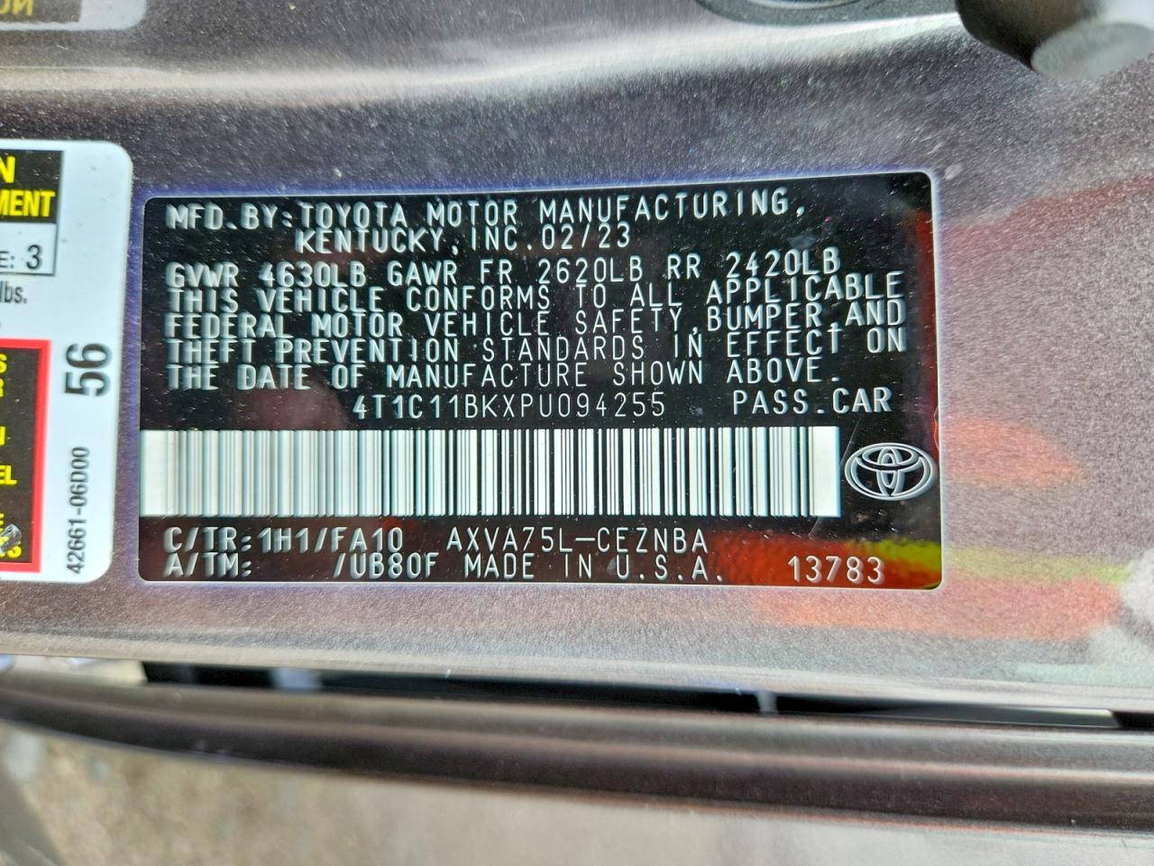 2023 TOYOTA CAMRY LE — Фото 12 из 12
