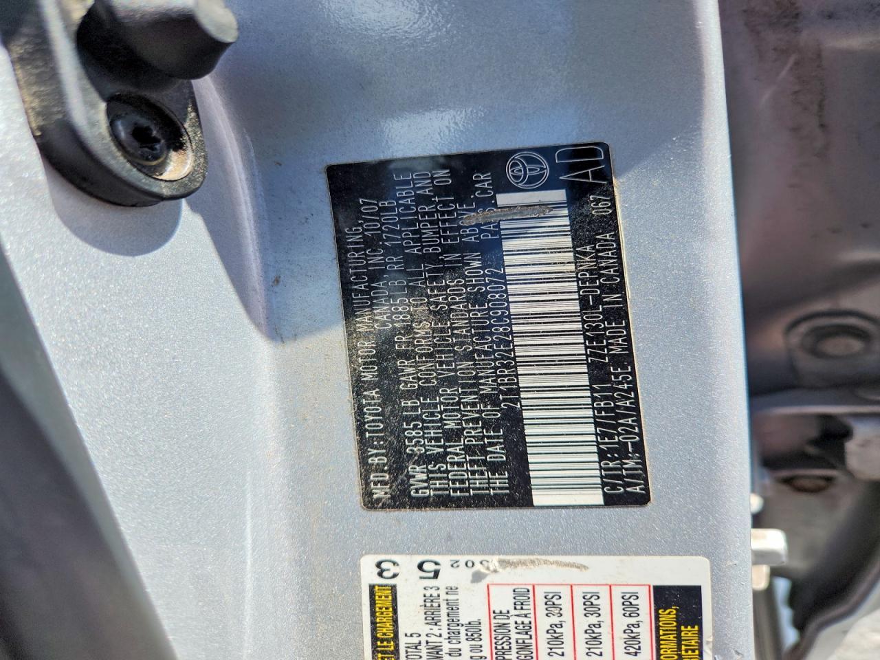 2T1BR32E28C908072 2008 TOYOTA COROLLA photo no. 12