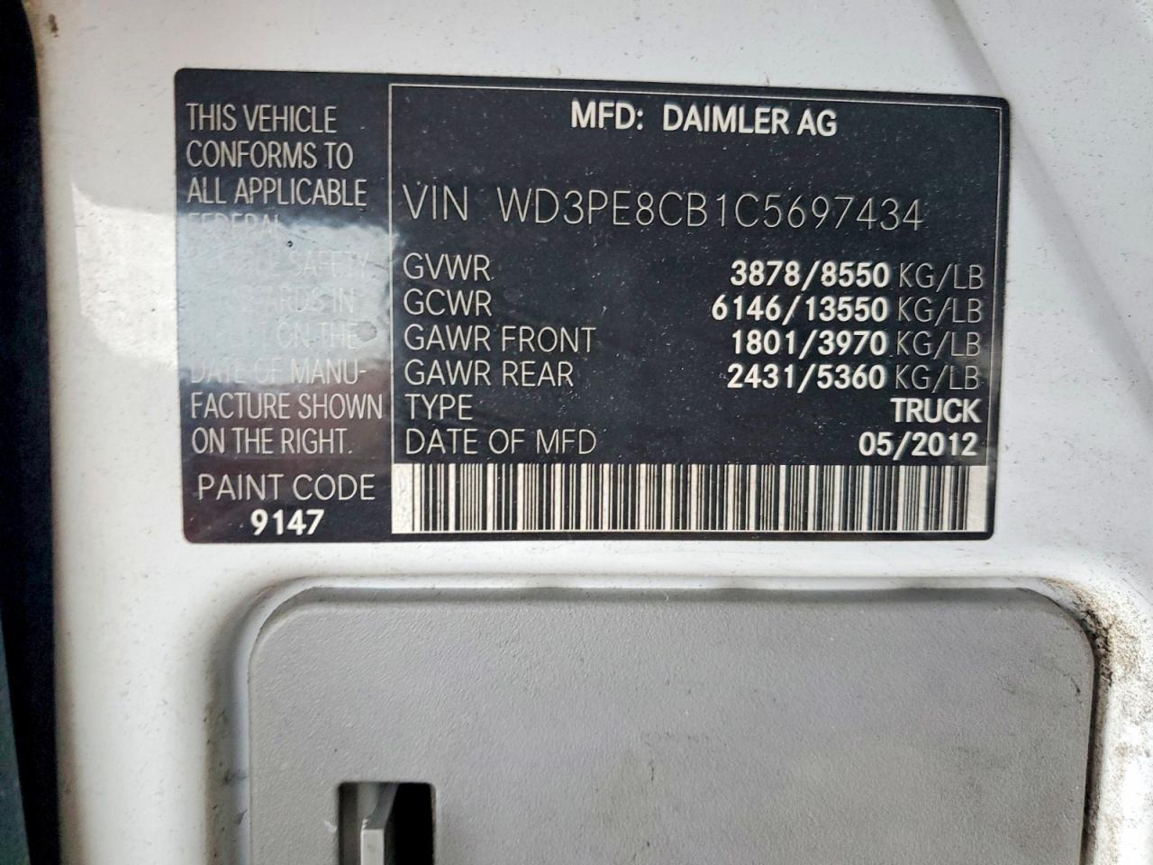 2012 MERCEDES-BENZ SPRINTER 2500 — Фото 13 из 13