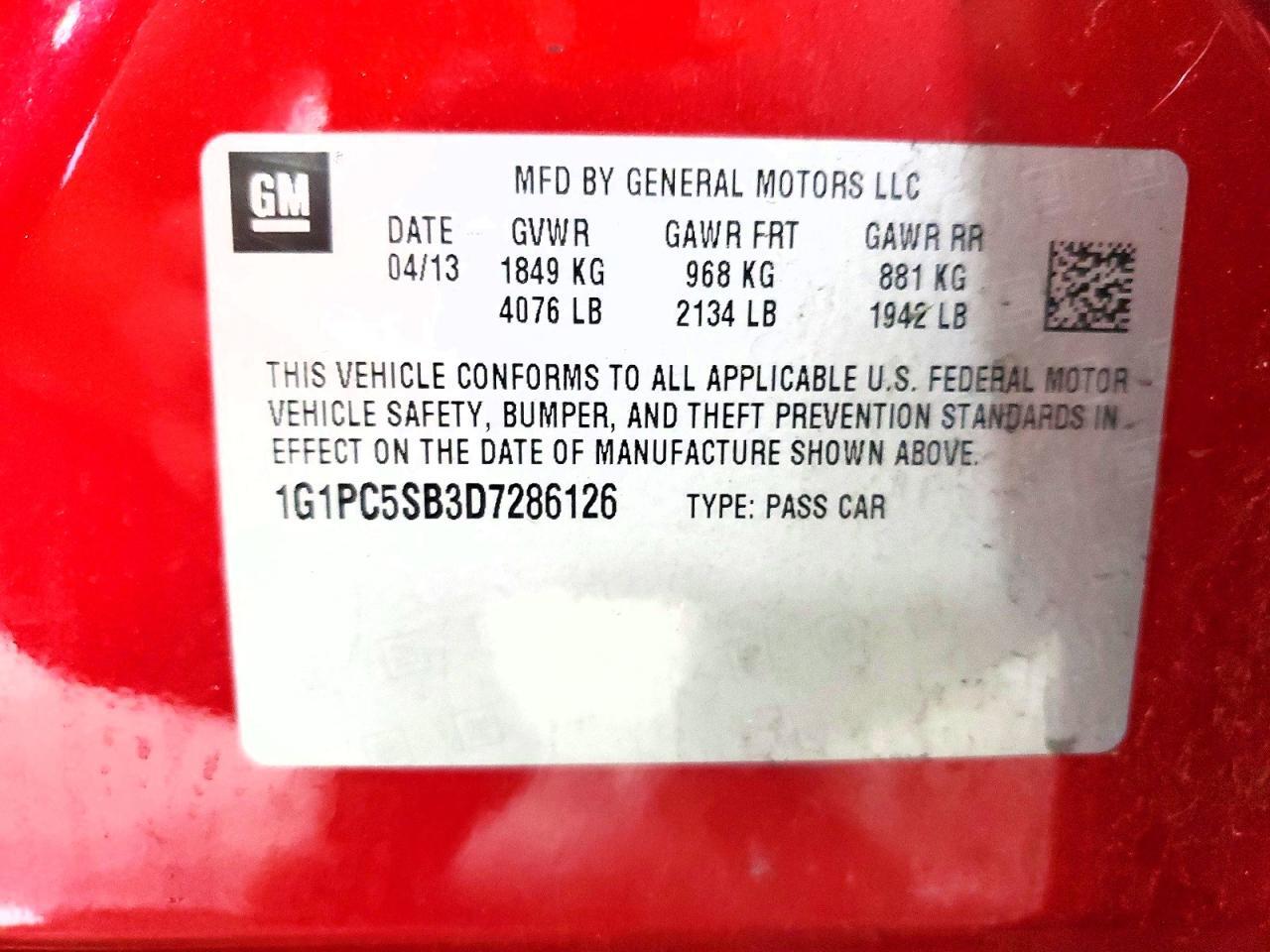 1G1PC5SB3D7286126 2013 CHEVROLET CRUZE photo no. 12
