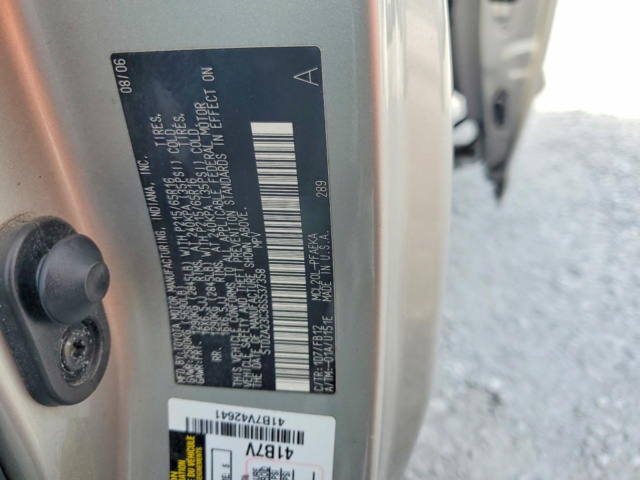 2006 TOYOTA SIENNA CE 7 PASSENGER — Фото 13 из 13