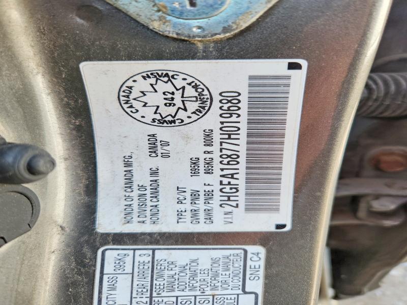 2HGFA16877H019680 2007 HONDA CIVIC photo no. 12