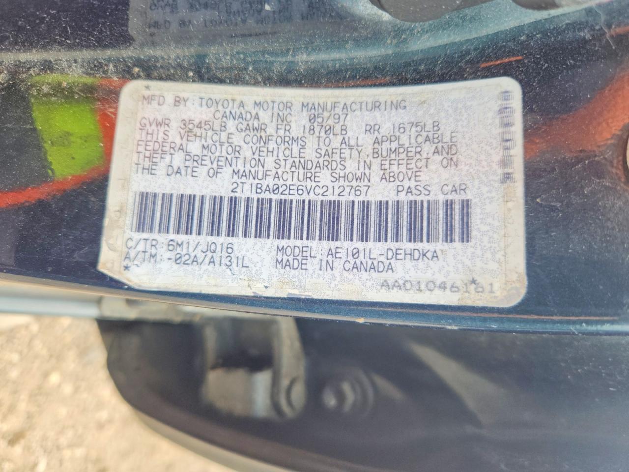 1997 TOYOTA COROLLA BASE — Фото 12 из 12