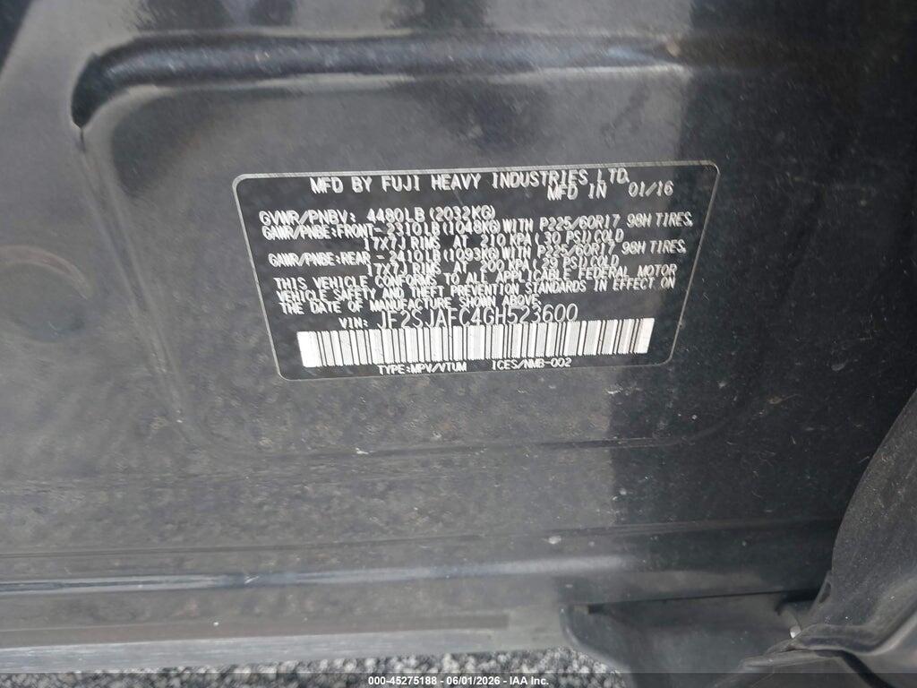 JF2SJAFC4GH523600 2016 SUBARU FORESTER photo no. 9