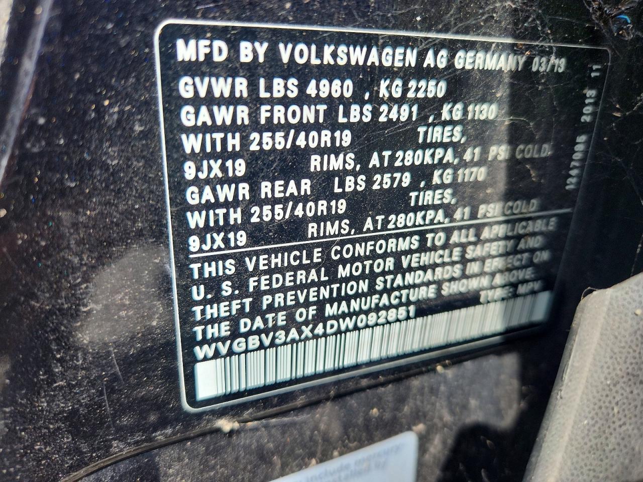2013 VOLKSWAGEN TIGUAN S — Фото 13 из 13