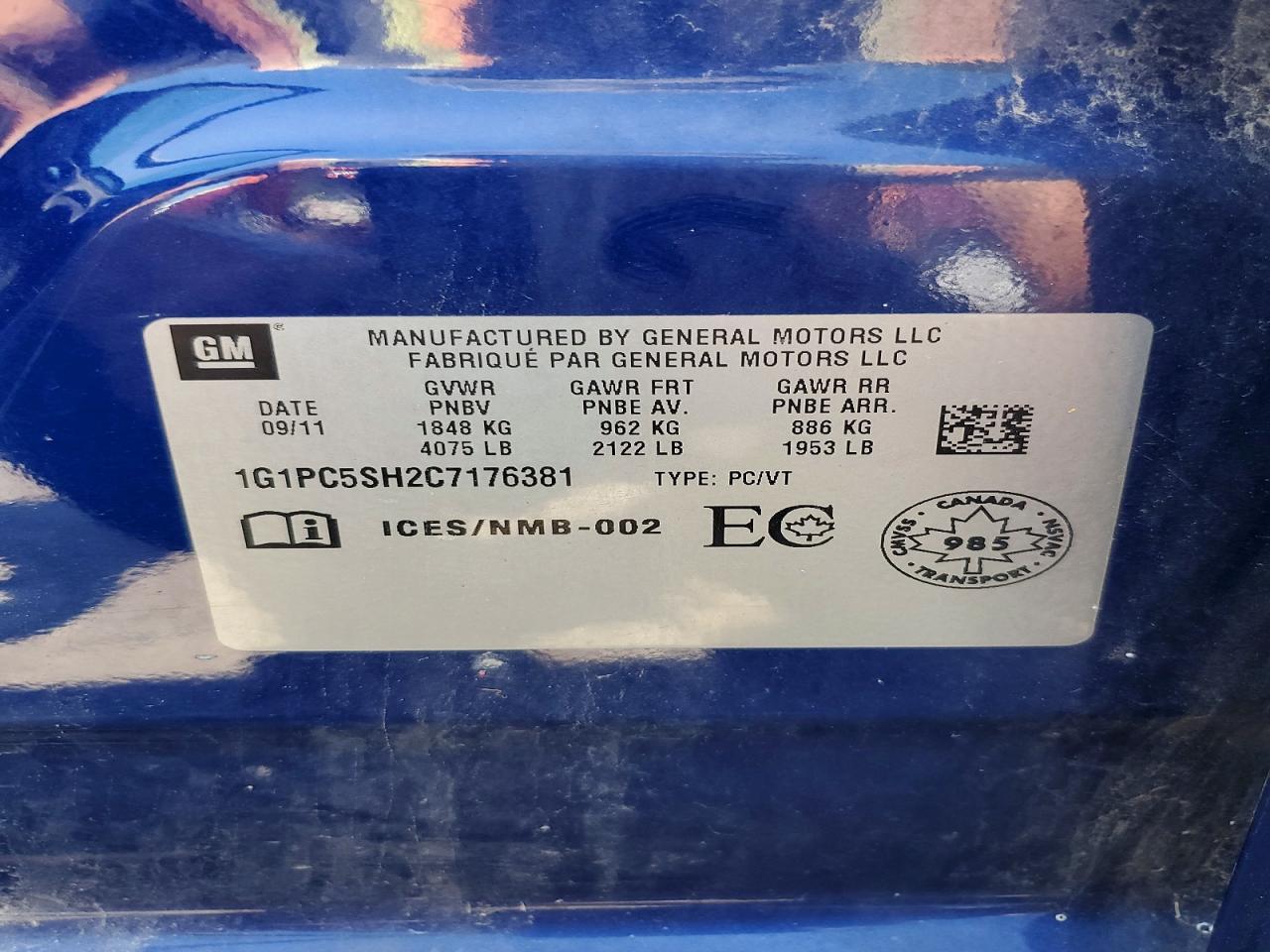 1G1PC5SH2C7176381 2012 CHEVROLET CRUZE photo no. 12
