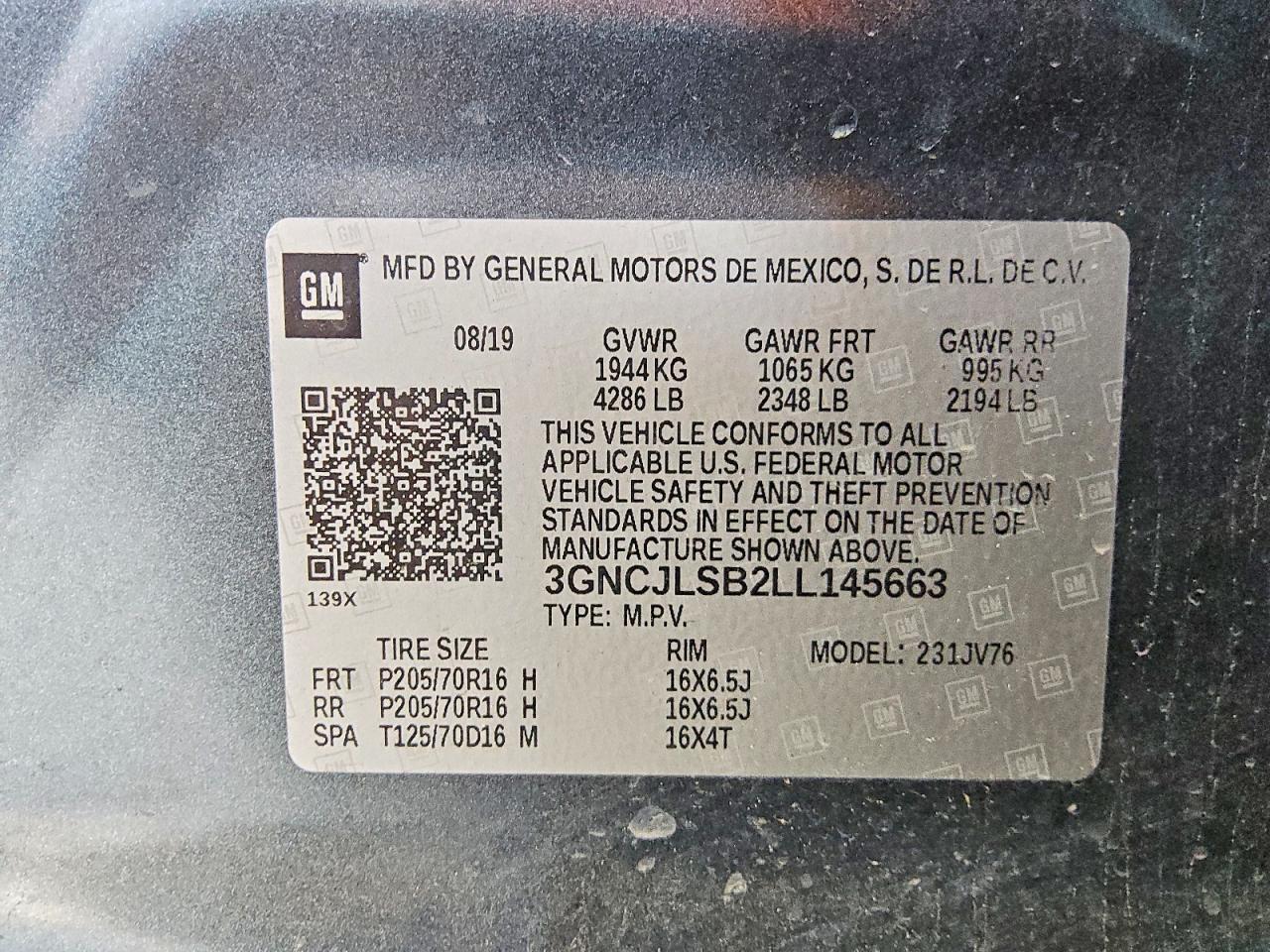 2020 CHEVROLET TRAX 1LT — Фото 13 из 13