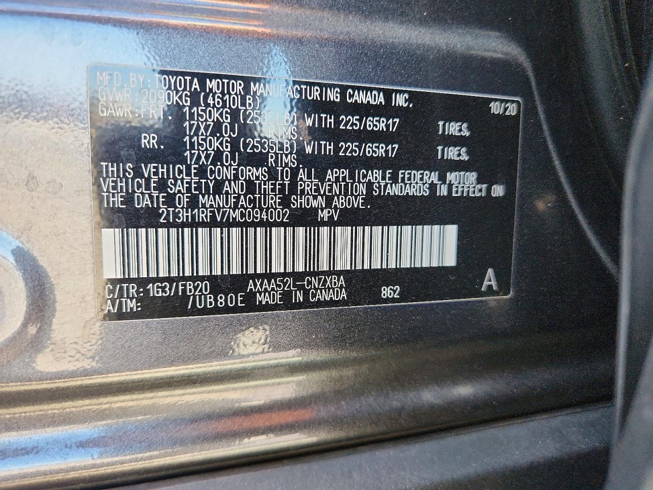 2021 TOYOTA RAV4 LE — Фото 13 из 13