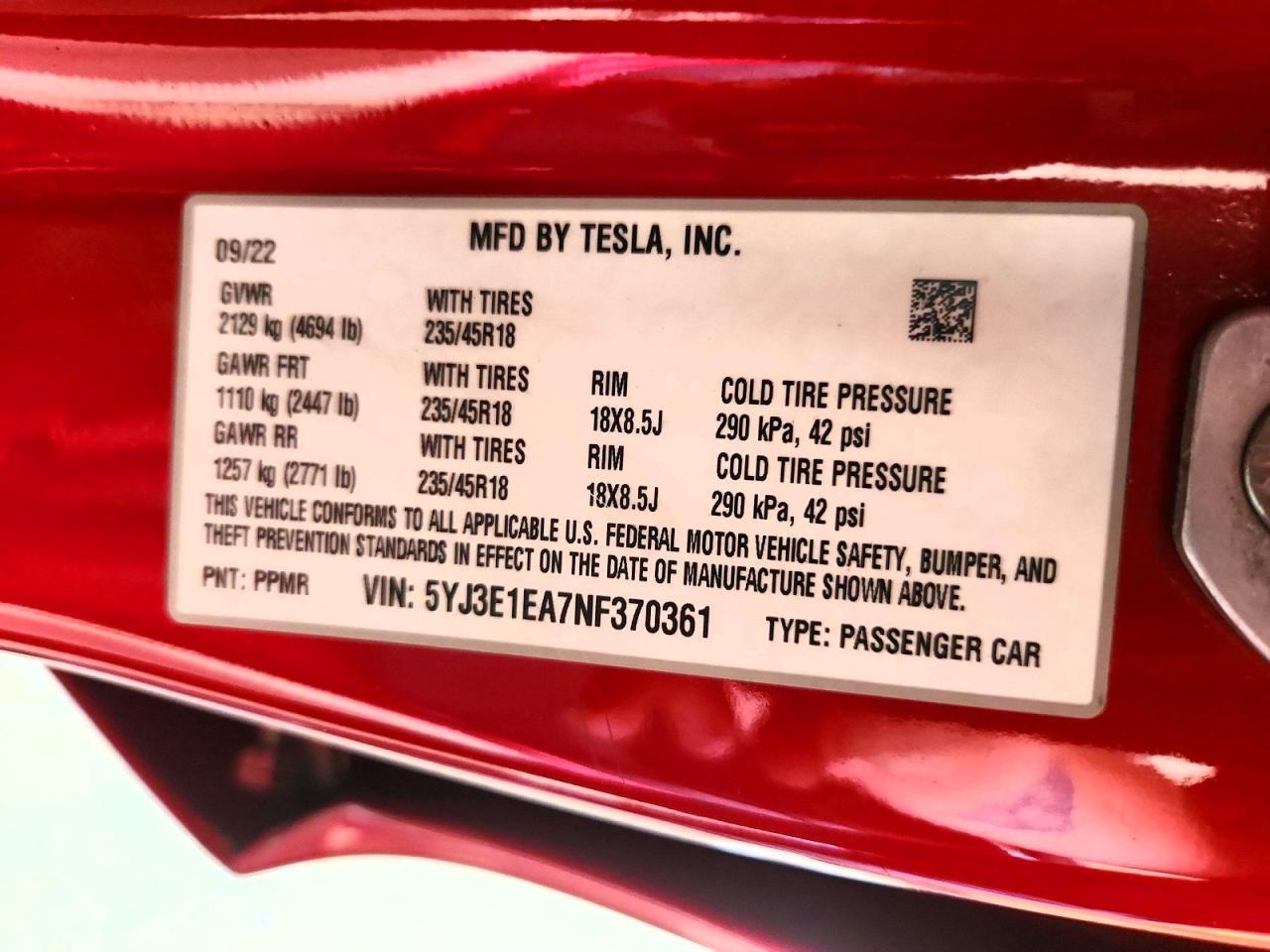 2022 TESLA MODEL 3 — Фото 12 из 12
