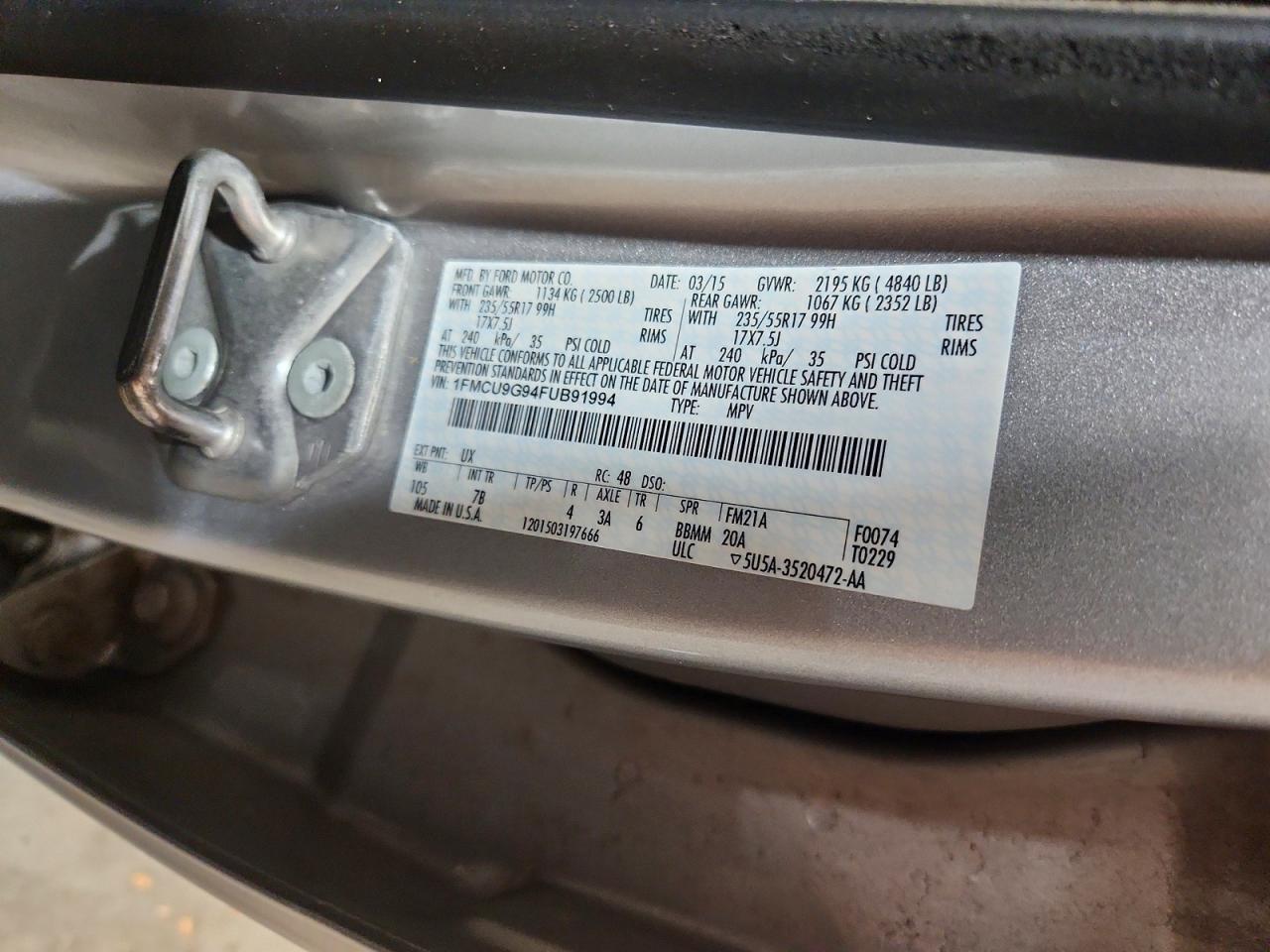 2015 FORD ESCAPE SE — Фото 13 из 13