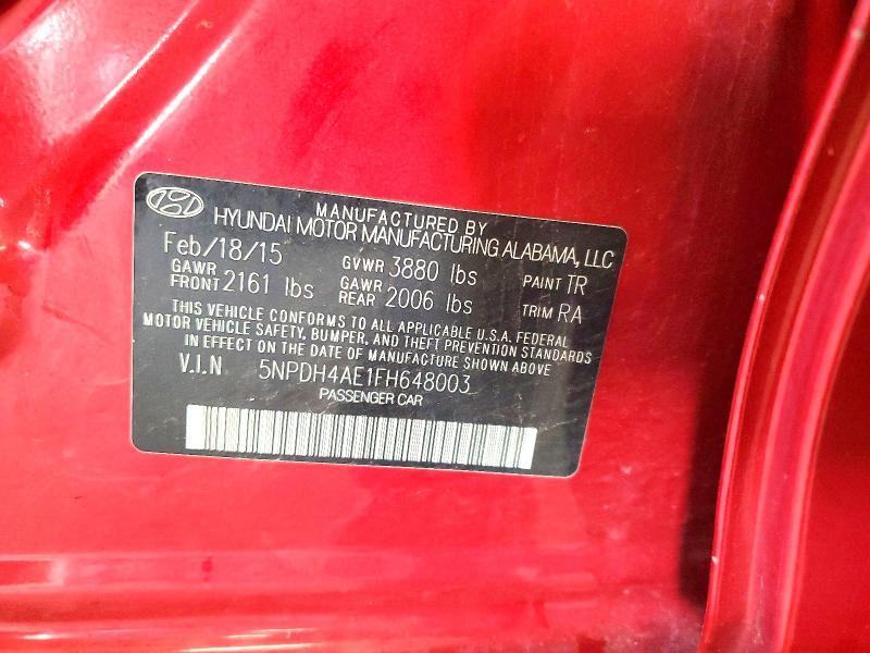2015 HYUNDAI ELANTRA SE — Фото 13 из 15