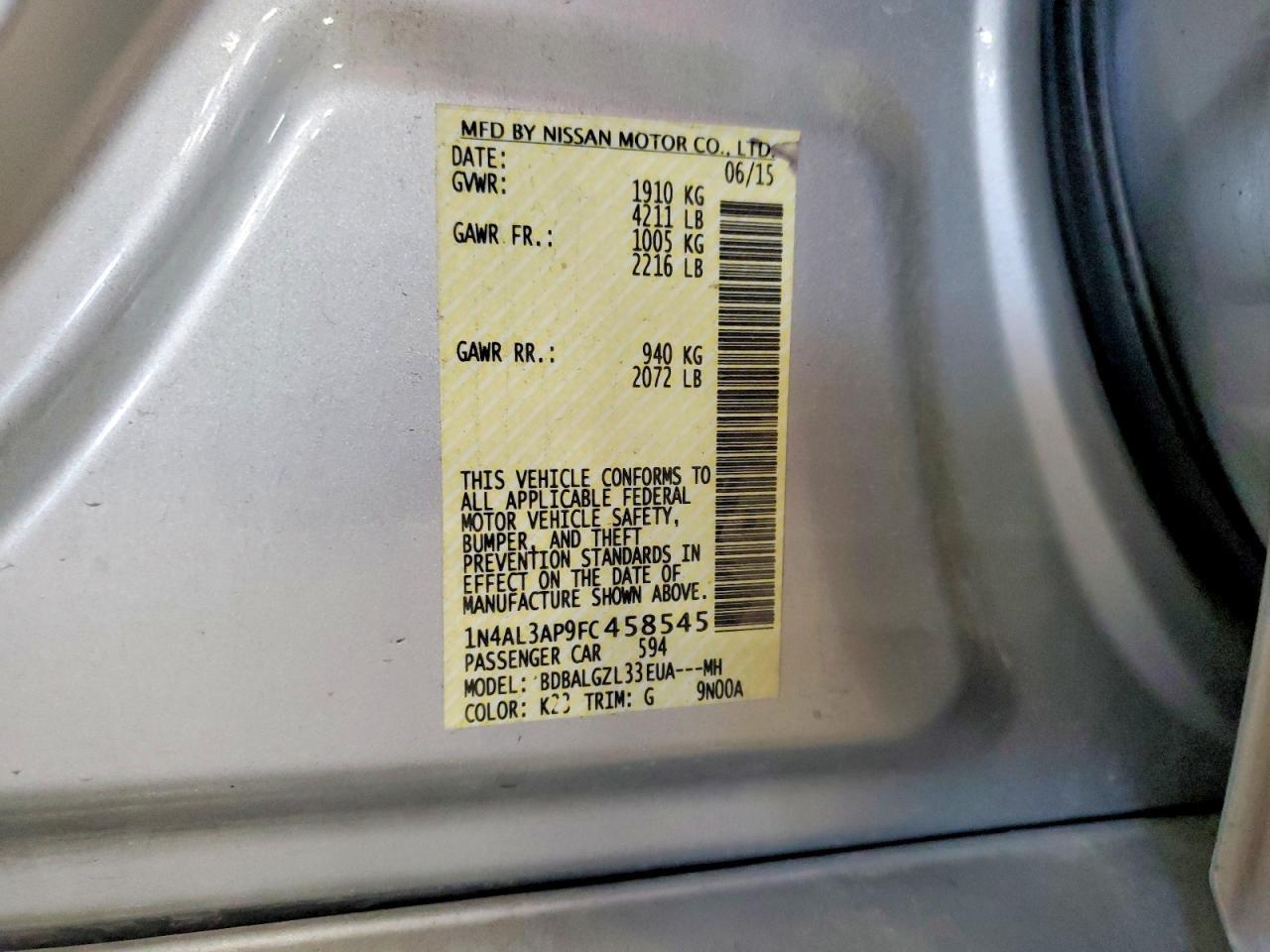 1N4AL3AP9FC458545 2015 NISSAN ALTIMA photo no. 12