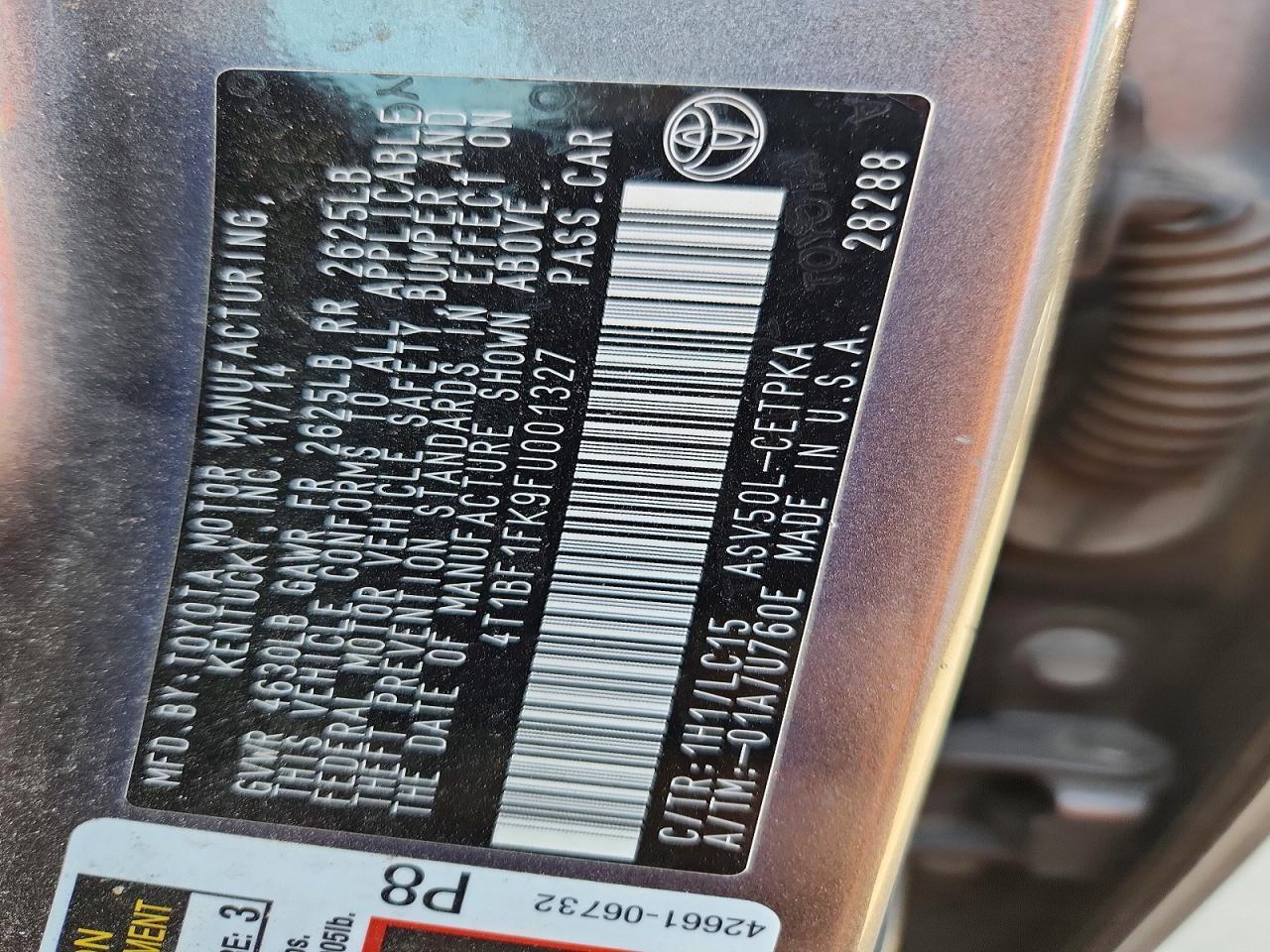 2015 TOYOTA CAMRY XSE — Фото 12 из 12