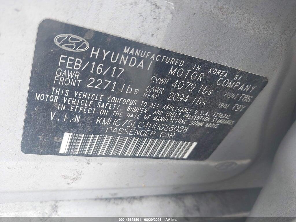KMHC75LC4HU028038 2017 HYUNDAI IONIQ HYBRID photo no. 9