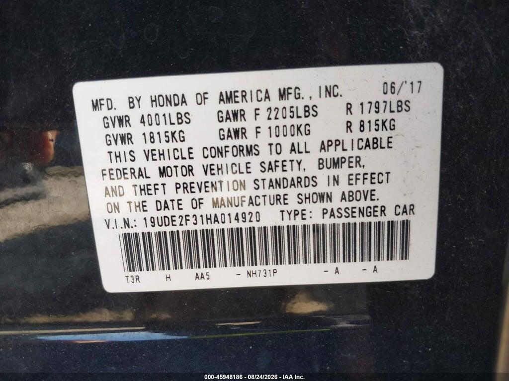 19UDE2F31HA014920 2017 ACURA ILX photo no. 9