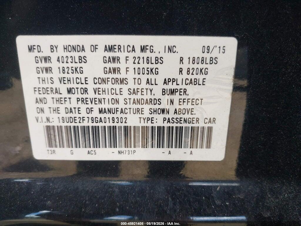 19UDE2F79GA019302 2016 ACURA ILX photo no. 9