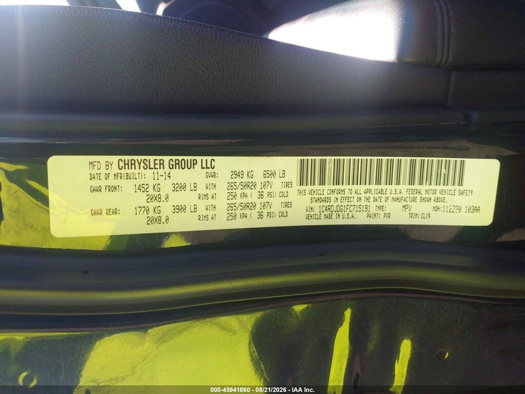 1C4RDJDG1FC715191 2015 DODGE DURANGO photo no. 9