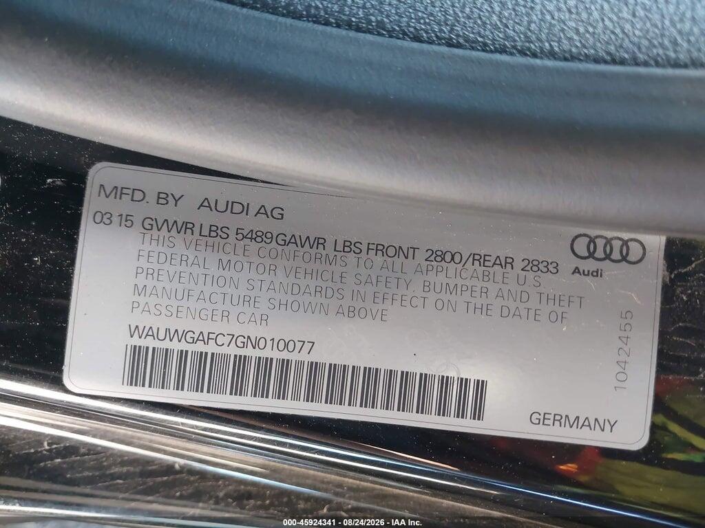 WAUWGAFC7GN010077 2016 AUDI A7 photo no. 9